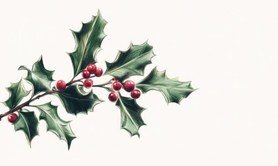 A drawing of a branch with red berries on it