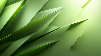 Obraz premium Dynamic green 3D background with layered polygons and subtle lighting, ideal for modern and creative visuals