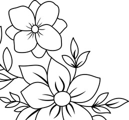 Floral Corner Line Art