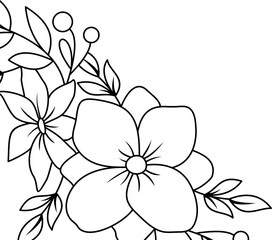 Floral Corner Line Art