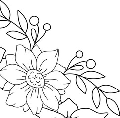 Floral Corner Line Art