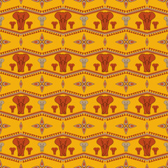 Ancient Elephant and Floral Geometric Patterns, Vector Icon Sheets