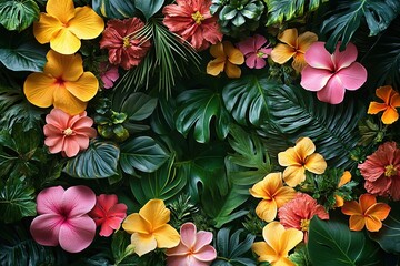 Vibrant Circle Lei Border Design with Colorful Floral Elements and Tropical Vibes for Creative Use