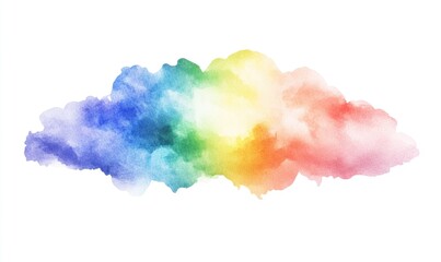 A rainbow cloud with a white background