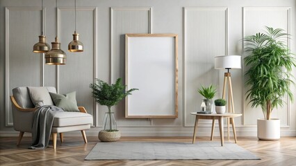 Frame mockup in a stylish Scandinavian interior setting