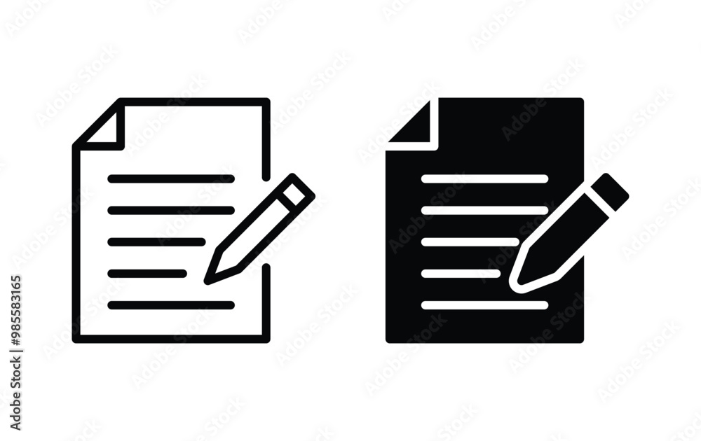 Poster document write icon vector, document sign vector