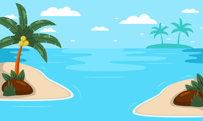 Summer beach scene vector background