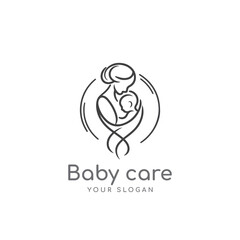 Mother and baby logo design. Suitable for family care and health consulting services. But it can also be for other businesses. happy mothers day line art logo