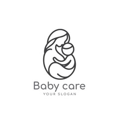 Mother and baby logo design. Suitable for family care and health consulting services. But it can also be for other businesses. happy mothers day line art logo