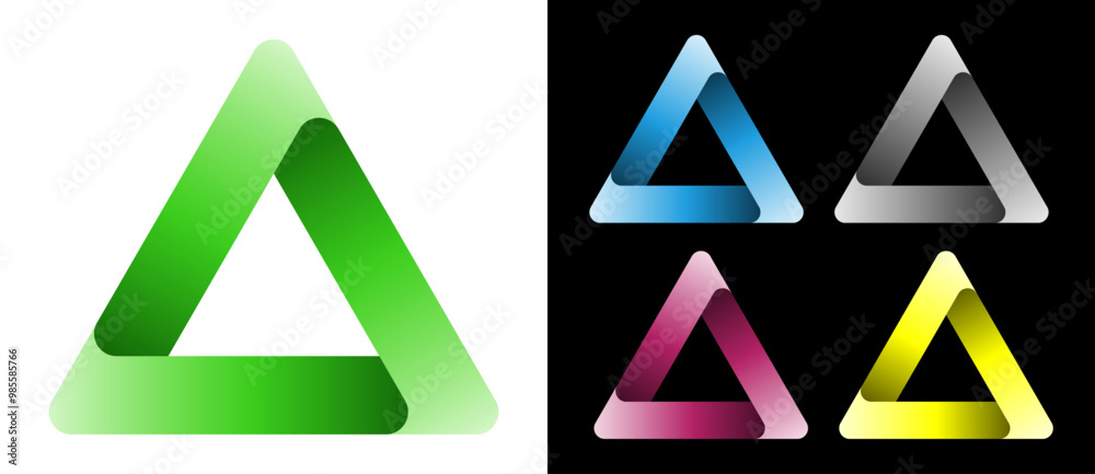Aufkleber Set of color triangles with rounded corners. 3D design element, logo or icon template.