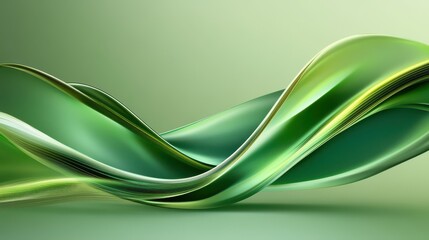 Fototapeta premium Flowing green abstract waves with smooth curves and gradients, creating a modern and dynamic backdrop with ample space for text