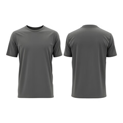 A 3D rendered gray t-shirt psd mockup isolated on a transparent background