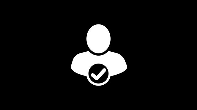 Profile approve icon. pictogram men silhouette with check mark icon animation.