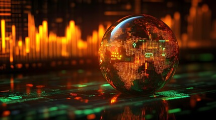 Digital globe with data visualization elements