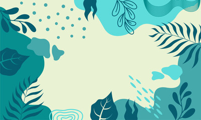 Naklejka premium Flat abstract floral leaves background