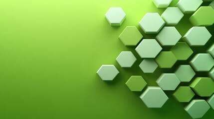 Geometric green pattern background with hexagonal shapes in varying green tones, creating a modern and vibrant look.