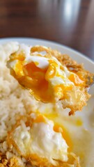 Semi cooked fried egg, Thai style