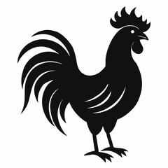 Black and White Rooster Silhouette