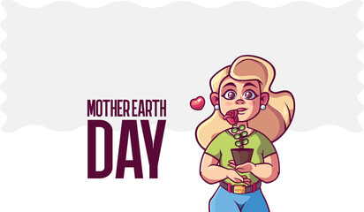 A girl with small plant