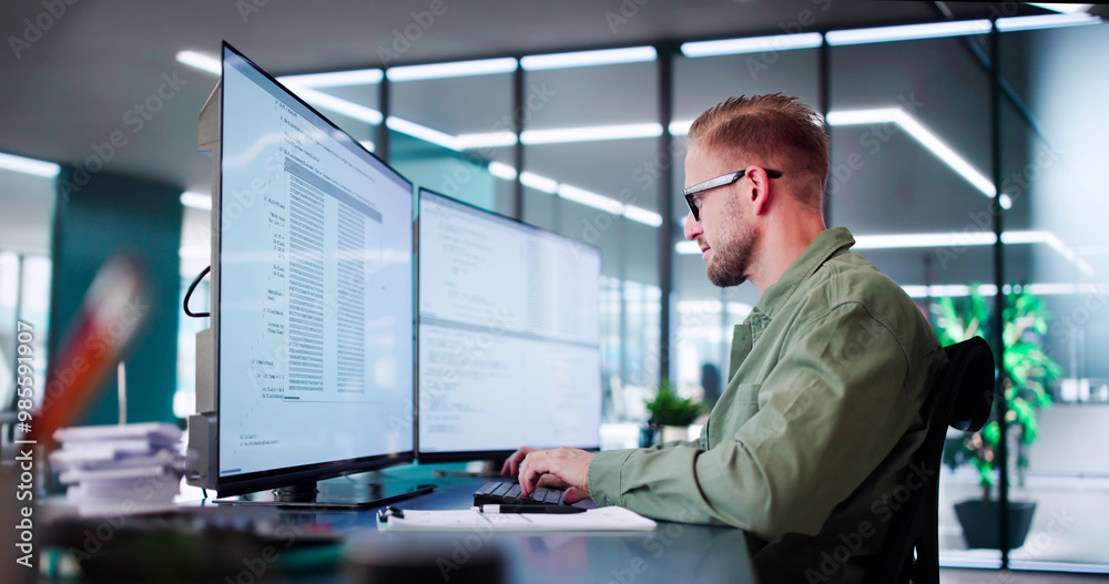 Poster Web Developer Coding On Computer