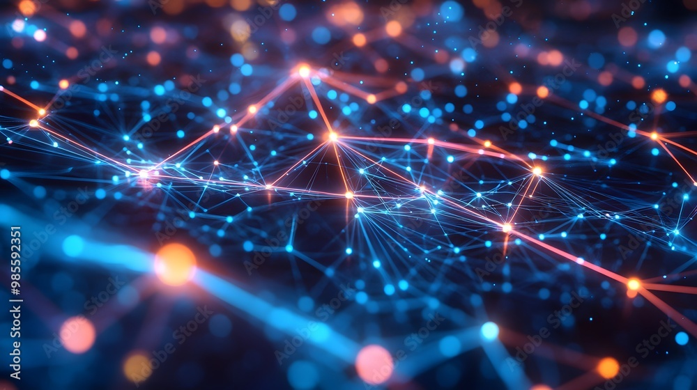 Poster A futuristic illustration of machine learning infrastructure, where bright data lines connect complex servers and neural networks, evoking excitement and innovation.