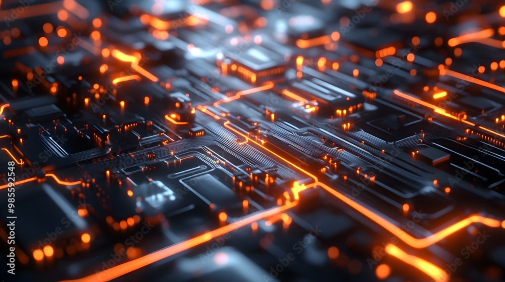 Poster A photo of a futuristic, miniature machine learning infrastructure with glowing data paths and servers, symbolizing the excitement and innovation of AI technology.