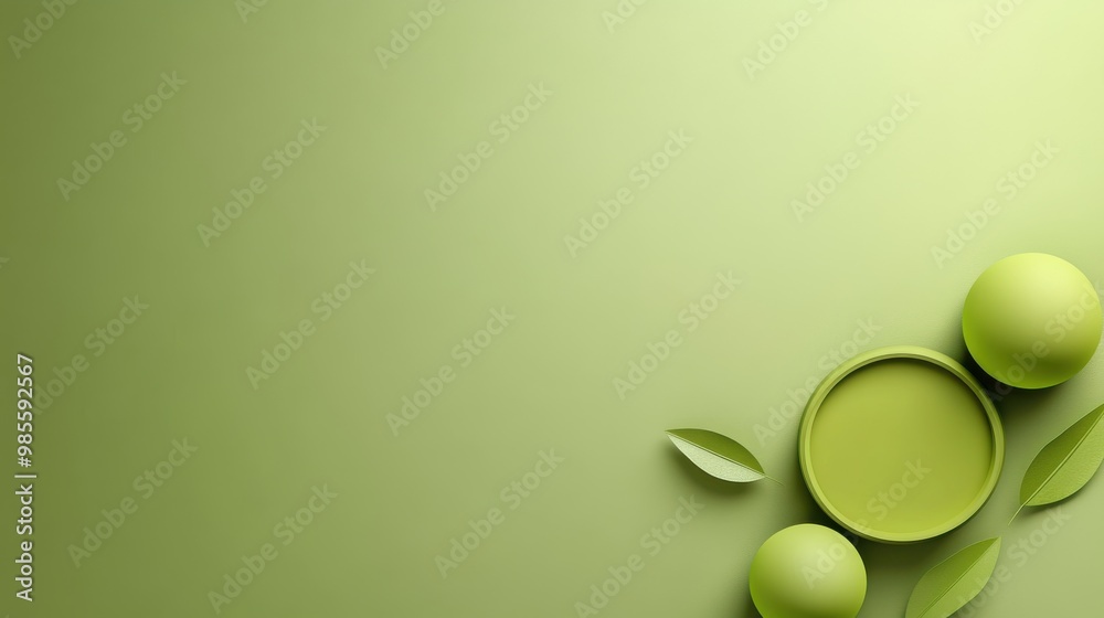 Poster green background with a minimalist design and smooth finish, creating a calm and modern backdrop for
