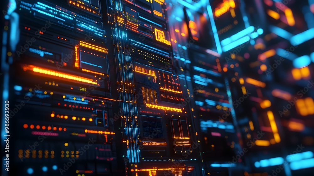 Poster A vibrant photo of a miniature machine learning infrastructure with glowing servers and data pathways, symbolizing the excitement of cutting-edge innovation.