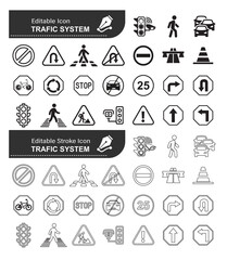 Editable Traffic Icons - Road Safety and Navigation Signs
