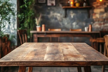 Empty top wooden table in cafe background with generative ai