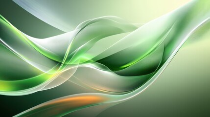 Fototapeta premium Green fractal backdrop with flowing lines and geometric patterns, creating an energetic and modern design space with dynamic details