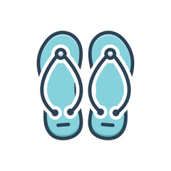 Color illustration icon for flip flops