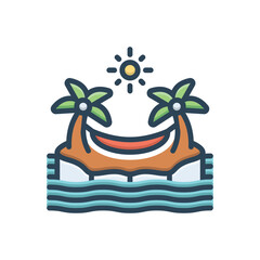 Color illustration icon for island