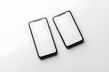 Two Mobile Phones Isolated on White Background Mockup - Ideal for App Designing and Device Prototyping