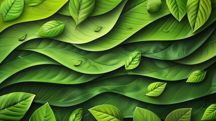 Abstract leaves in the background, a pattern that showcases nature's art. Green decoration, a testament to the beauty of the leaf.