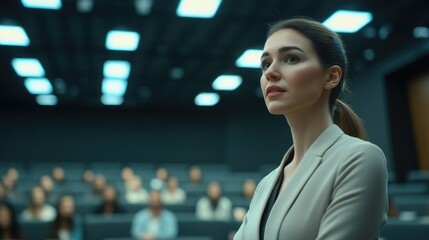 Naklejka premium Woman among crowd