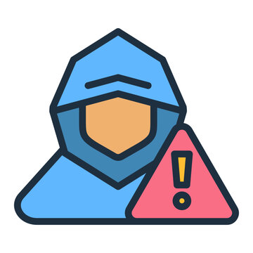 hacker with warning sign icon clip art preview