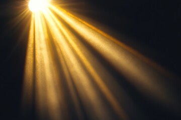 Sunlight overlay for design with transparent lens effect on black background