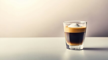 Rich Espresso with Cream in Modern Glass Cup