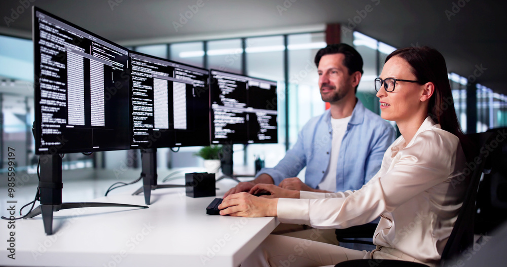 Poster Web Developer Coding On Computer