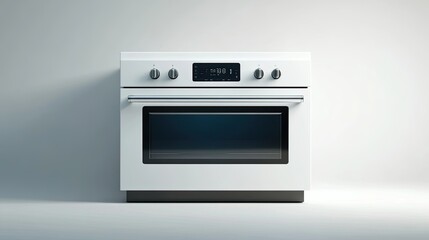 Fototapeta premium A white oven with a digital display and a blue light