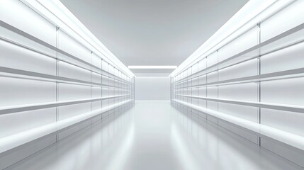 Obraz premium A large, empty room with white walls and a white ceiling