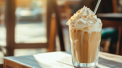 Delicious Coffee Drink with Whipped Cream Topping