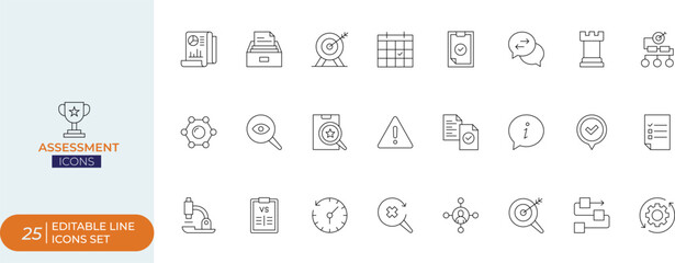 Assessment Editable Line Icon Set