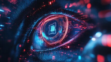 futuristic digital eye data network and cyber security technology background