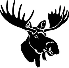Moose Deer Head Vector PNG Illustration, Logo Design