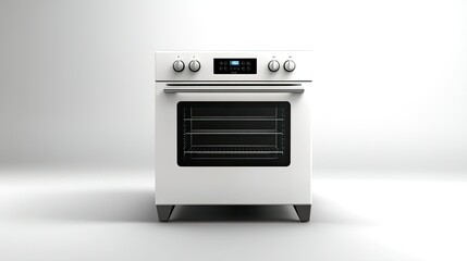 Obraz premium A white oven with a digital display and a blue light