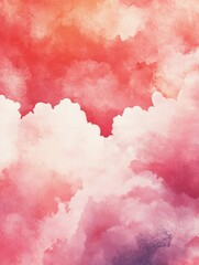 Obraz premium The sky showcases a blend of pink and orange hues, with fluffy clouds creating a serene and picturesque view at sunset