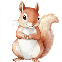 Squirrel watercolor clipart illustration isolated