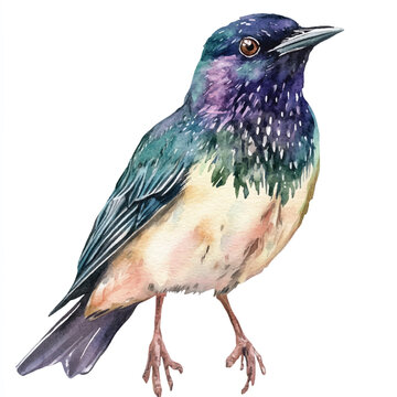 recommend clip art: Starling Bird watercolor clipart illustration isolated